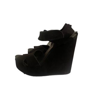 Pedro Garcia Tandy Wedge Sandals Black Suede  37 41 BNIB